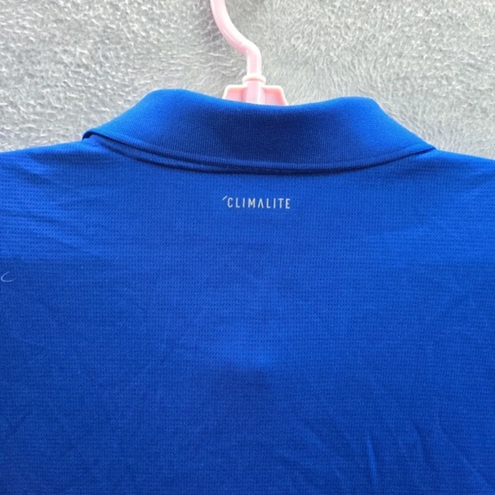 Adidas Men Polo Shirt XL Blue Climalite Performance‎ Logo Short Sleeve